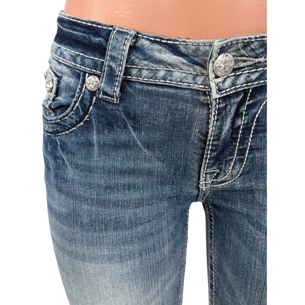 Miss Me Rhinestone Wing Distressed Skinny Jeans | McBling Y2K Early 2010s Tumblr - Picture 13 of 16